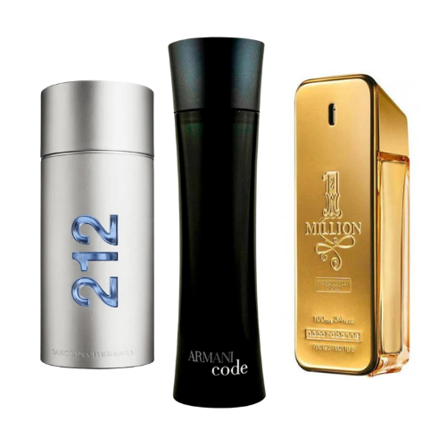 Set 3 Perfumes 212 Men NYC, Paco Rabanne One Million & Armani Code Homme 100ml